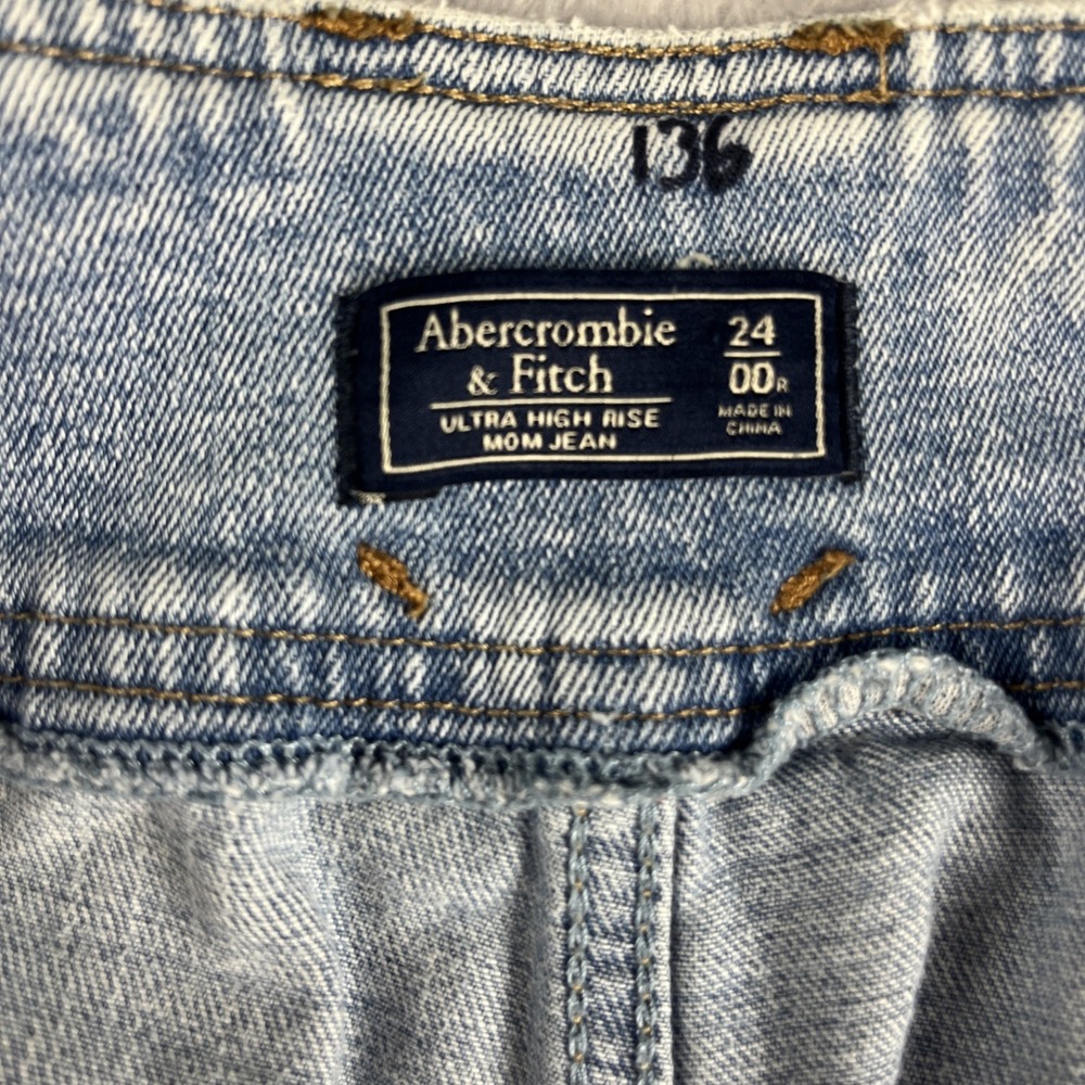 Abercrombie‎ and Fitch Women Size 24 00R Raw Hem Ultra High Rise Mom Jeans - Picture 8 of 10